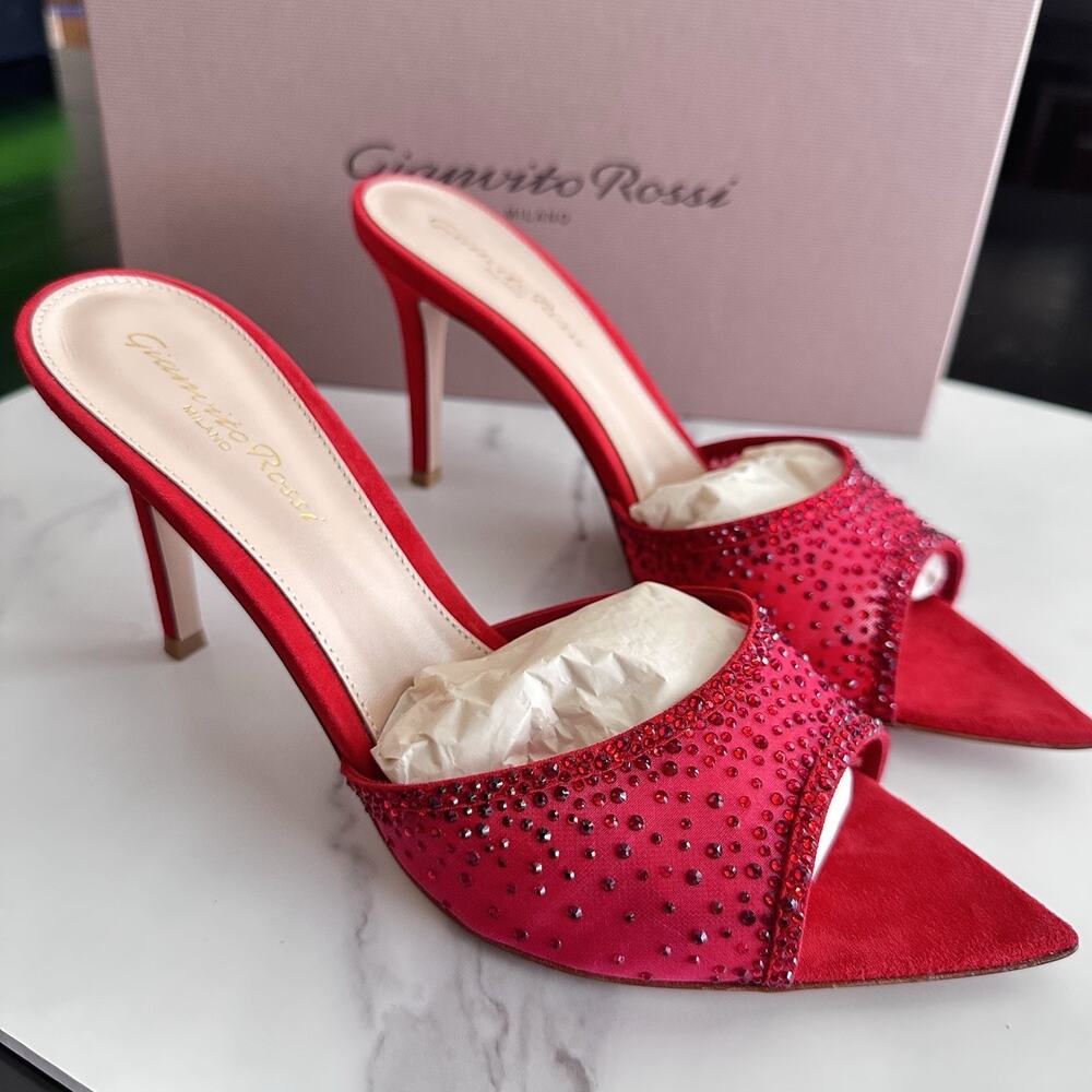 Gianvito Rossi Rania Mule 85 Red EU 39 (MSRP $1,395) New
